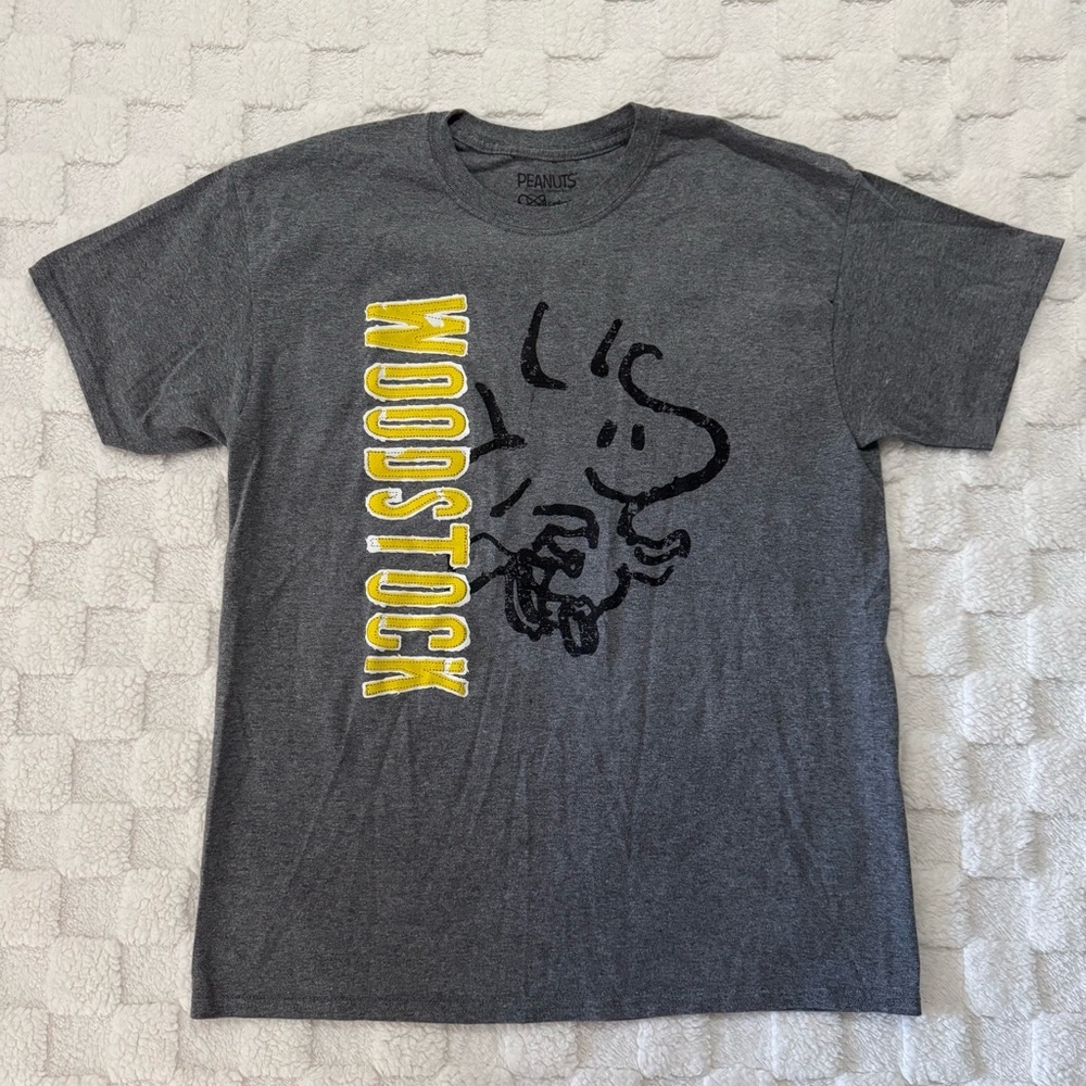 Peanuts Adult Unisex Charcoal Gray Woodstock Graphic Tee, Cotton Blend, Large